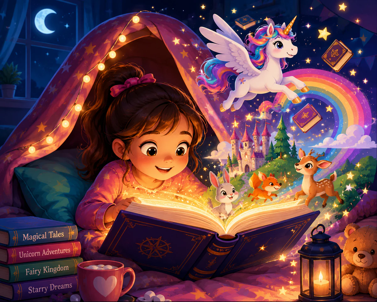 Magical bedtime story vector illustration